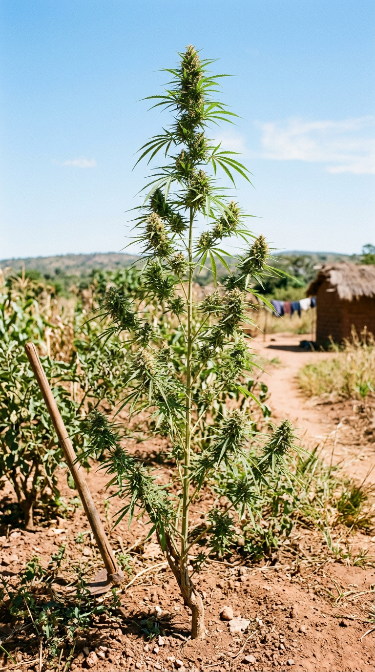 Narrow-leafed African sativa expressing the tall, open structure typical of high-THCV landrace genetics