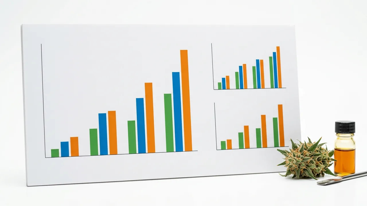 Bar chart comparing 2-AG endocannabinoid levels across cannabis user groups on clinical white background.
