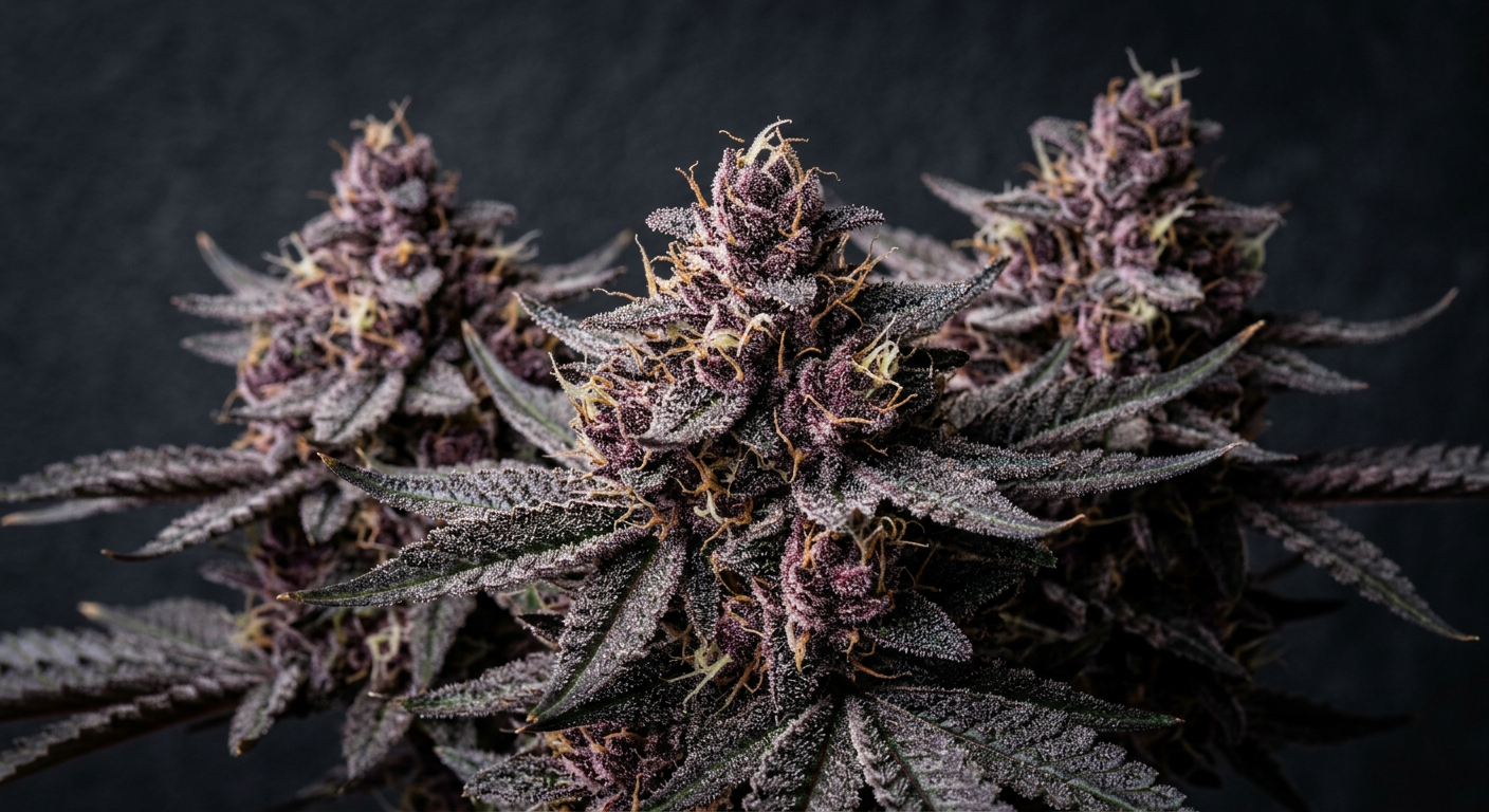 Purple Power's signature violet buds — the anthocyanins responsible for color also correlate with higher terpene density