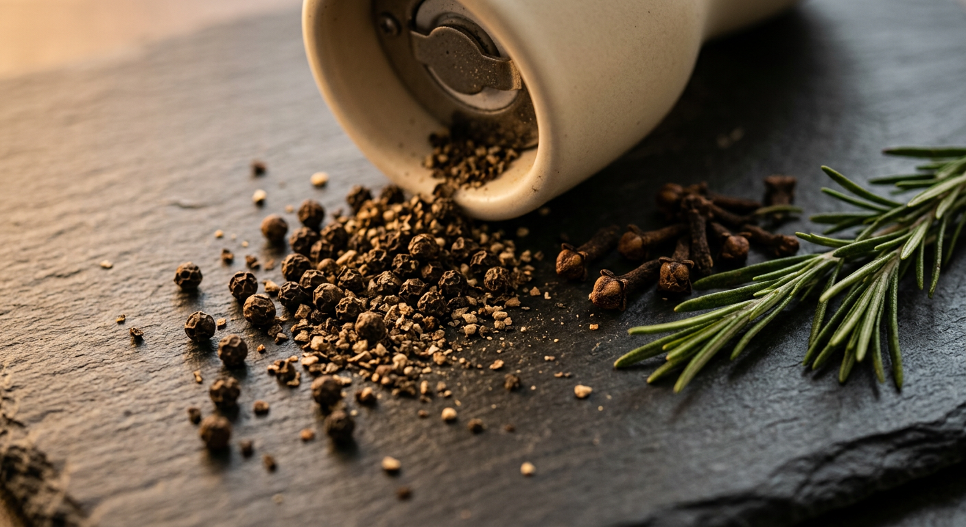 Black pepper and cloves — the two richest dietary sources of beta-caryophyllene outside cannabis