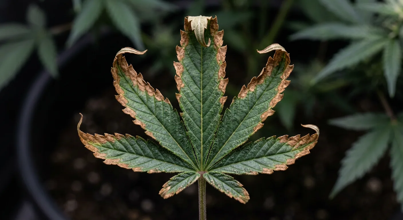 Potassium deficiency showing characteristic brown, crispy leaf margins