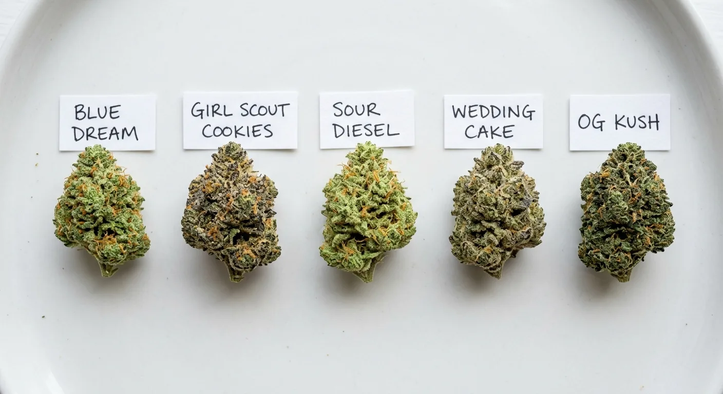 High limonene cannabis strain samples showing diverse bud structures and trichome coverage