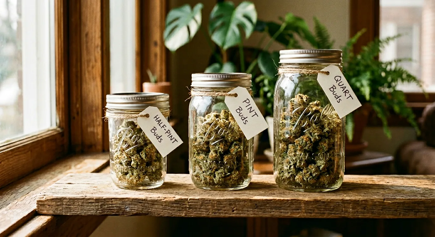 Half-pint, pint, and quart jars at the ideal two-thirds fill level for different harvest sizes.